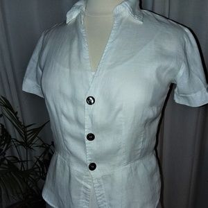 Fitted CP Shades Sausalito top Vintage Peplum Med.